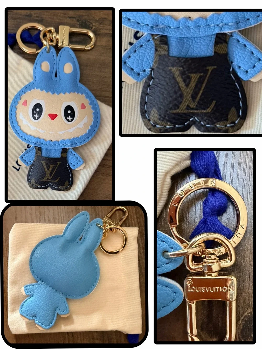 Labubu Designer-Inspired Keychain Bag Charm – Pink or Blue – Handmade Style